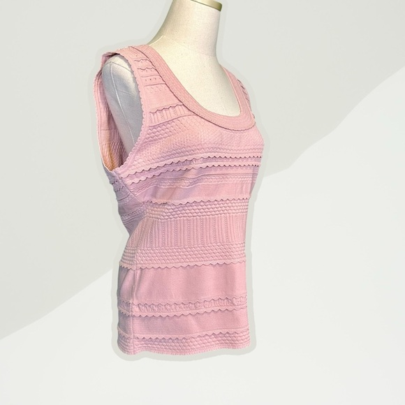 NWT Milly ‘Textured Tech Knit Lace Detailed Tank Top’ in Dahlia Pink Size 14/16 - Picture 12 of 13